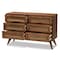 Baxton Studio Barrett Mid-Century Walnut Brown Finished Wood and Synthetic Rattan 6-Drawer Dresser 192-11300-ZORO - alternate 2